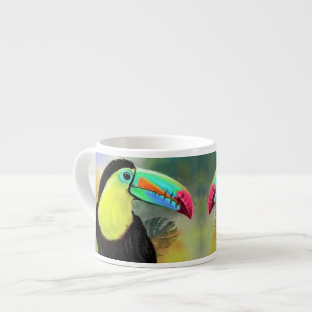 Tasse Expresso Oiseau Toco Toucan Exotique - Peinture - (Devant gauche)