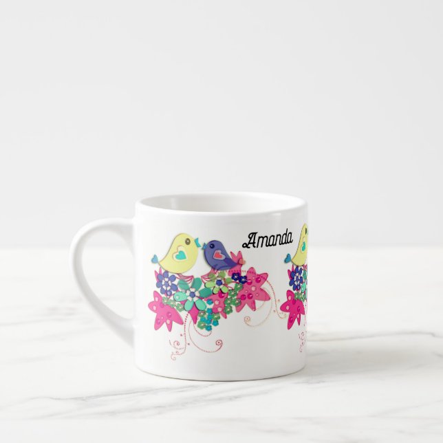 Tasse Expresso Oiseaux, coupe expresso en verre (Gauche)