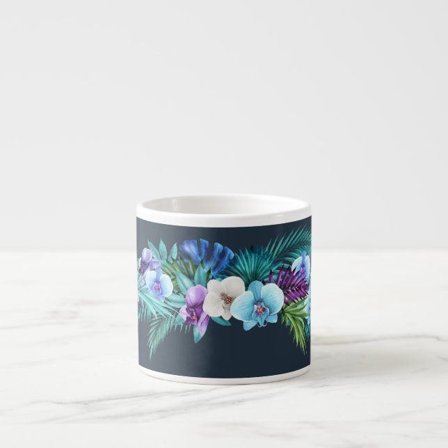 Tasse Expresso Orchidées de minuit hawaïennes Espresso Mug (Devant)