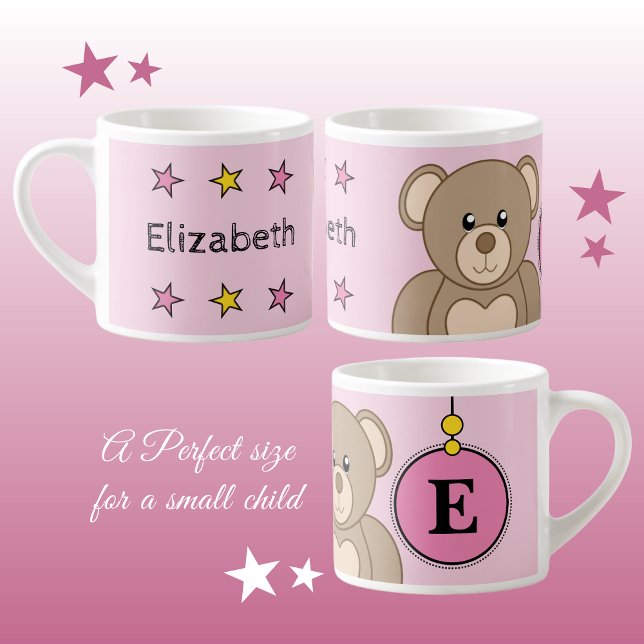 Tasse Expresso Ours en peluche mignon jaune rose avec étoiles enf (Créateur téléchargé)