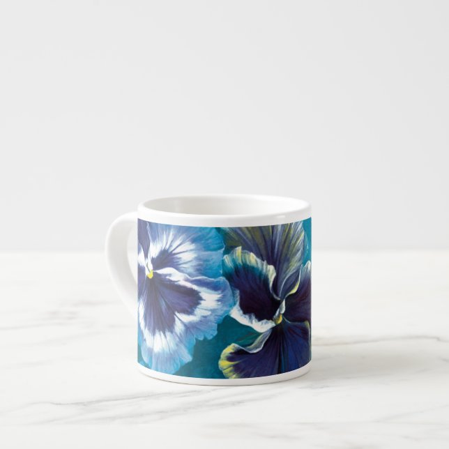 Tasse Expresso Pansies art bleu espresso mug (Devant gauche)