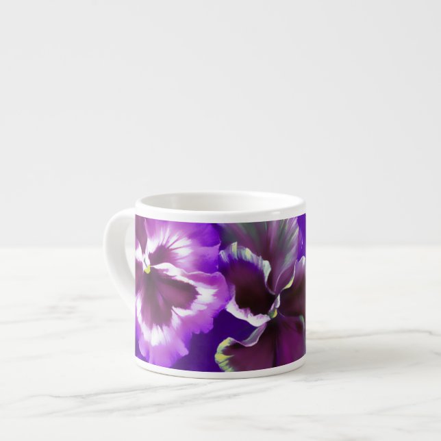 Tasse Expresso Pansies art stylisé violet espresso mug (Devant gauche)