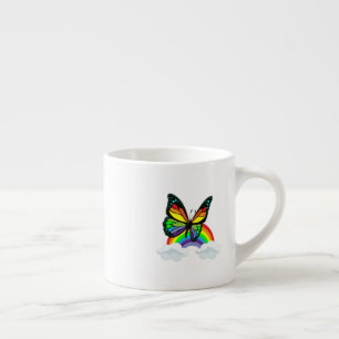 Tasse Expresso Papillon avec arc-en-ciel