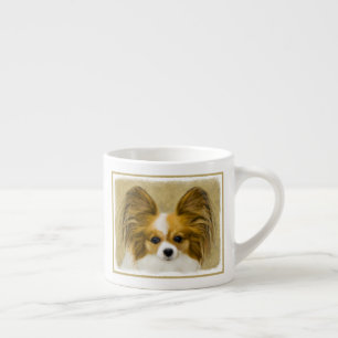 Tasse Expresso Papillon (Hound Tri) Peinture - Art original du ch