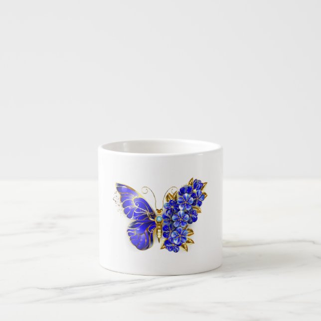 Tasse Expresso Papillon saphir à fleurs (Devant)