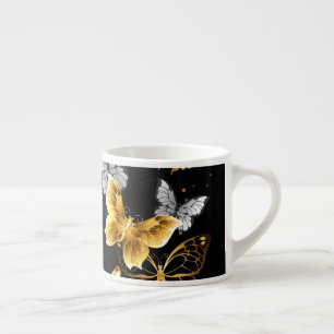 Tasse Expresso Papillons blancs et dorés
