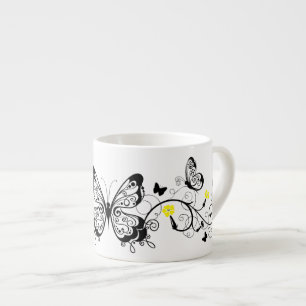 Tasse Expresso Papillons en dentelle noire 10