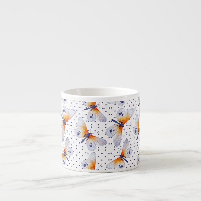 Tasse Expresso Papillons Mignons Et Points Violets (Devant)