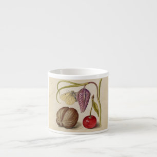 Tasse Expresso Papillons noix Fleur Cerisier Aquarelle Art