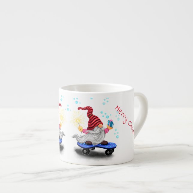 Tasse Expresso Patinage Noël Gnome avec Mug Cadeau (Devant droit)