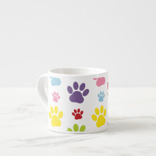 Tasse Expresso Paws colorés, Motif Paw, Paws de chien, Empreintes