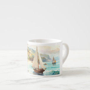 Tasse Expresso Paysage avec mer et voiliers