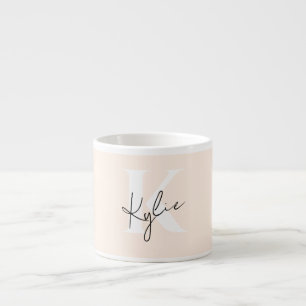 Tasse Expresso Peach Pale Moderne Nom Personnalisé Monogramme -