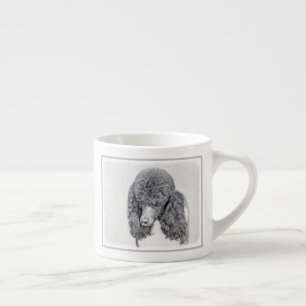 Tasse Expresso Peinture à pantalon noir ordinaire de caniche - a