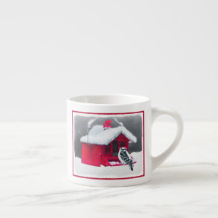 Tasse Expresso Peinture Downy Woodpecker - Art original pour oise