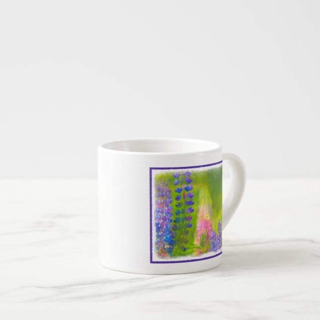 Tasse Expresso Peinture Lupine - Art Fleur Original (Devant droit)