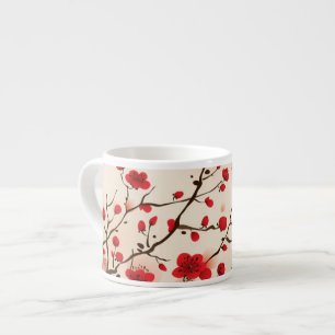 Tasse Expresso Peinture orientale de style, fleur de prune au