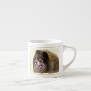 Tasse Expresso Peinture Poméranienne Noir et Tan Art Chien origin