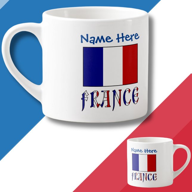 Tasse Expresso Personnalisation de la France et du drapeau bleu (Créateur téléchargé)