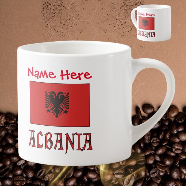 Tasse Expresso Personnalisation rouge du drapeau albanais (Créateur téléchargé)
