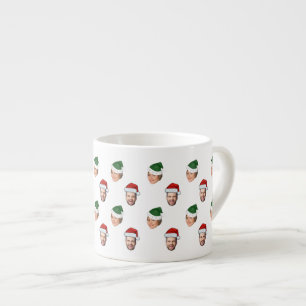 Tasse Expresso Personnalisé Visage 2 Photos Santa Hat Cadeau de N