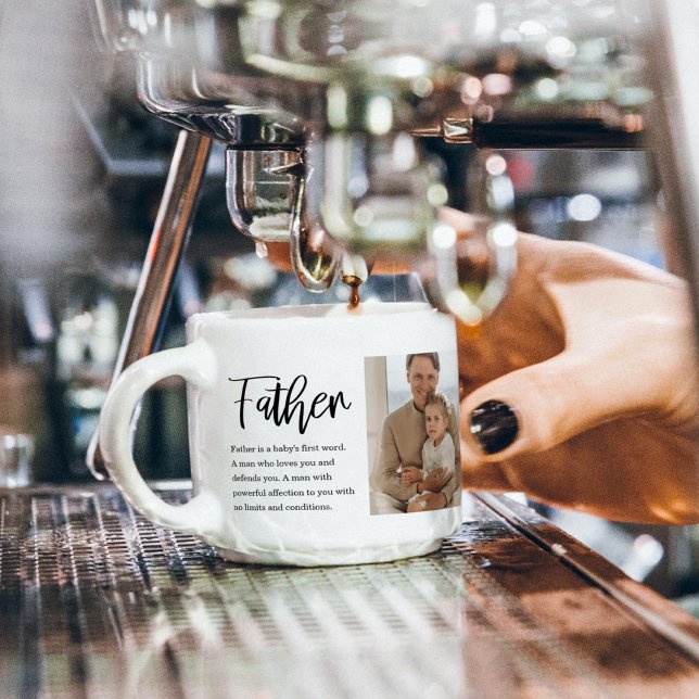 Tasse Expresso Photo Collage Moderne Avec Père Meilleur Devis Cad (Créateur téléchargé)