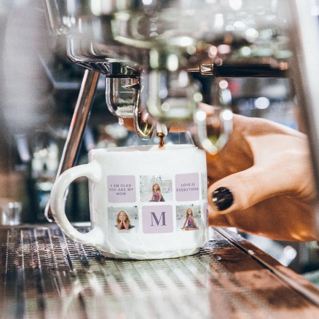 Tasse Expresso Photo Collage moderne Joyeux jour des mères violet (Créateur téléchargé)