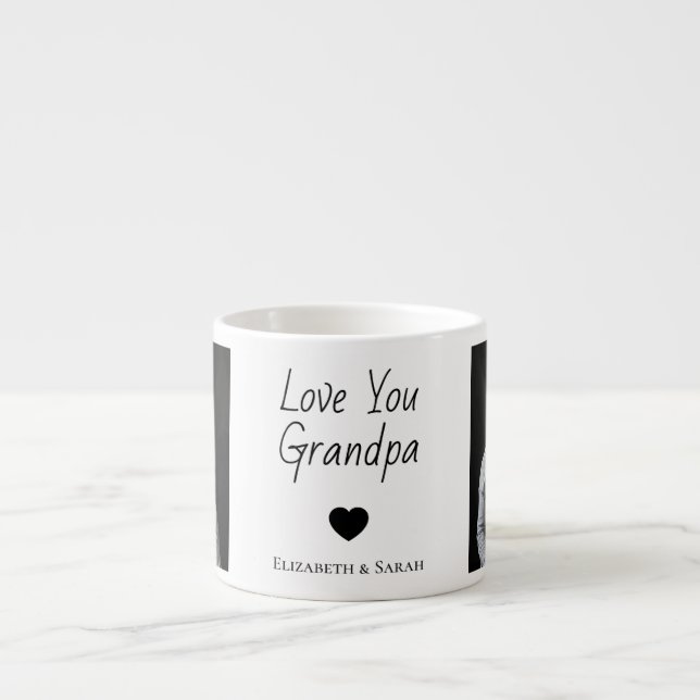 Tasse Expresso Photo Espresso Mug - Love You Grand-père avec coeu (Devant)