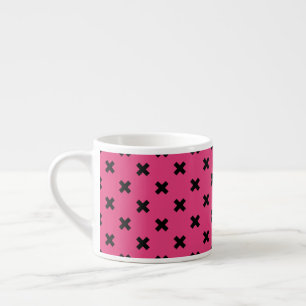 Tasse Expresso Piqûres de croix noire sur fuchsia