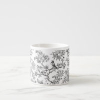 PixDezines Chinoiserie Noir Blanc, Oiseau Pivoines