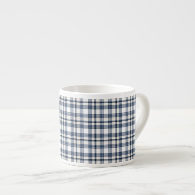Tasse Expresso Plaid blanc bleu 1 (Devant droit)