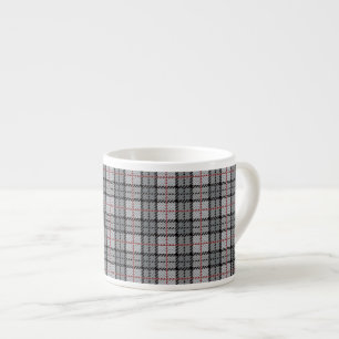 Tasse Expresso Plaid de pixel dans le gris avec la rayure rouge