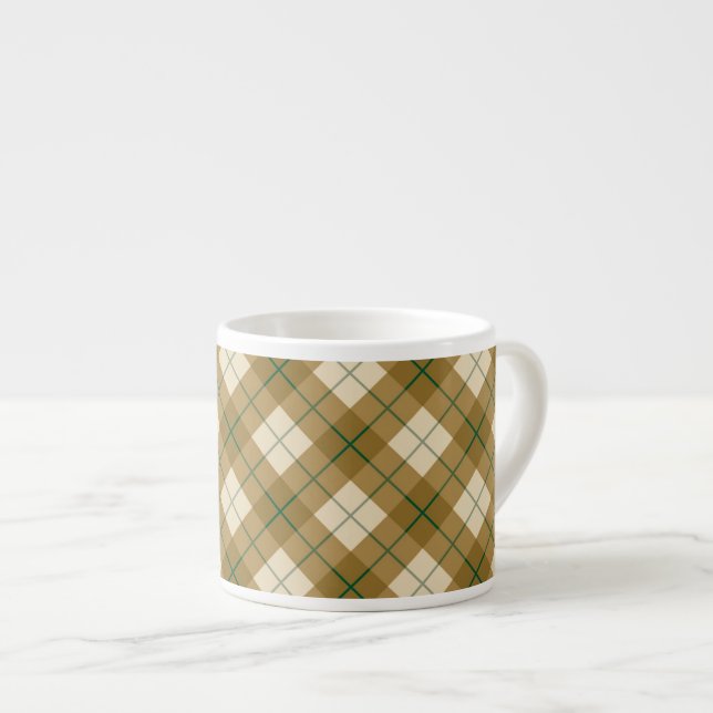 Tasse Expresso Plaid polarisé en or avec la rayure verte (Devant droit)