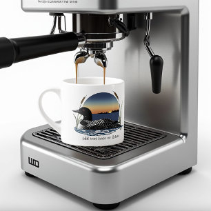 Tasse Expresso Plongeon commun serein Coucher de soleil Bleu Faun