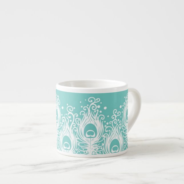 Tasse Expresso Plumes molles de paon (Devant droit)