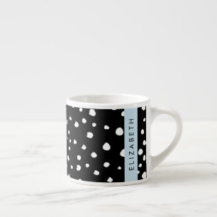 Tasse Expresso Points dalmatiens, Spots, Noir et Blanc, Votre nom