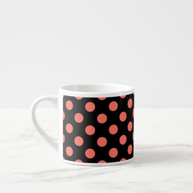 Tasse Expresso Pois coralliens vivants sur noir (Gauche)