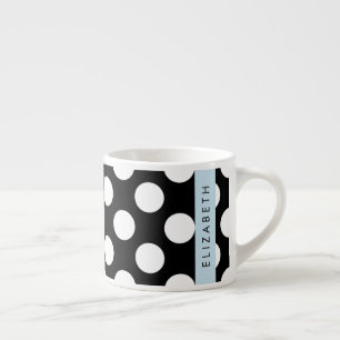 Tasse Expresso Pois noirs et blancs, pointillés, Votre nom