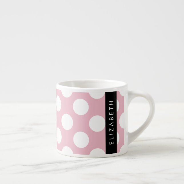Tasse Expresso Pois roses, Motif Pointe Polka, Votre Nom (Droite)