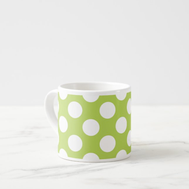 Tasse Expresso Pois verts, Motif à points Polka, points, pointill (Devant gauche)