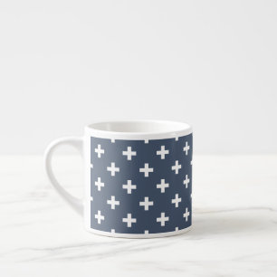 Tasse Expresso Polka blanche croise sur bleu-gris