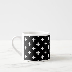 Tasse Expresso Polka blanche croise sur noir