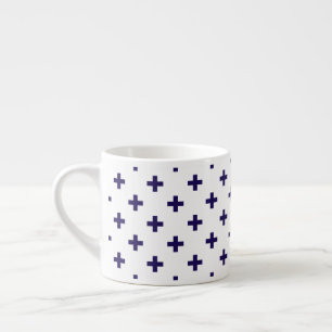 Tasse Expresso Polka bleu marine croise sur blanc