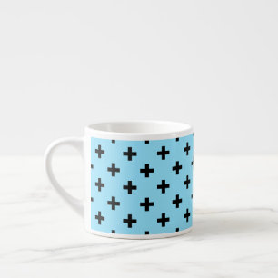 Tasse Expresso Polka noire croise sur le bleu bébé