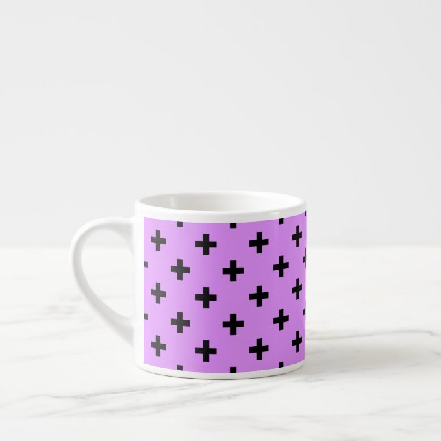 Tasse Expresso Polka noire croise sur lilas (Gauche)