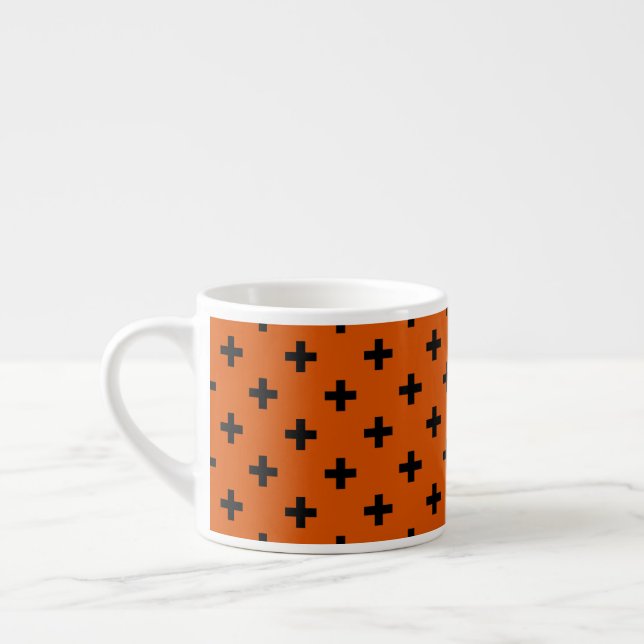 Tasse Expresso Polka noire croise sur orange (Gauche)