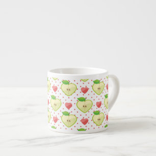 Tasse Expresso Pommes cardiaques avec Pois roses et coeurs