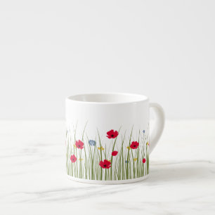Tasse Expresso Poppies rouges fleurs sauvages