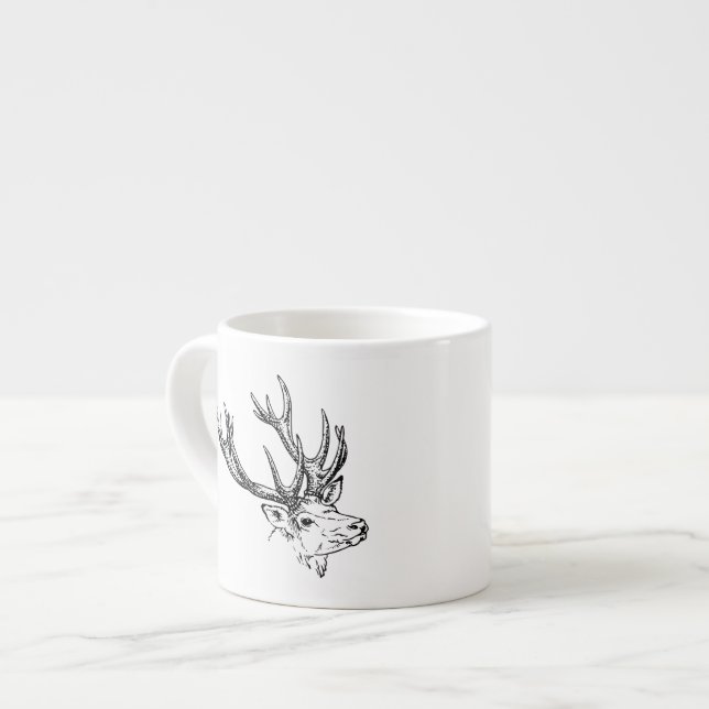 Tasse Expresso Portrait des cerfs communs de mâle (Devant gauche)