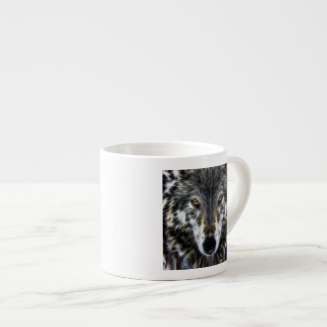 Tasse Expresso Portrait graphique inspiré de loup (Devant droit)